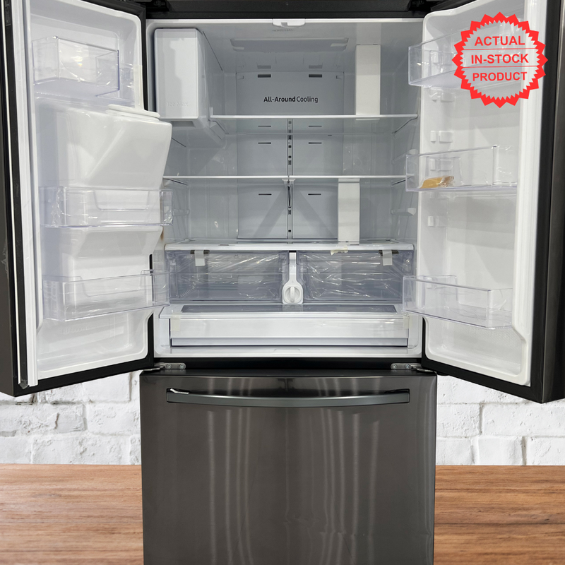 Samsung - 27 cu. ft. Large Capacity 3-Door French Door Refrigerator with External Water & Ice Dispenser - Black Stainless Steel